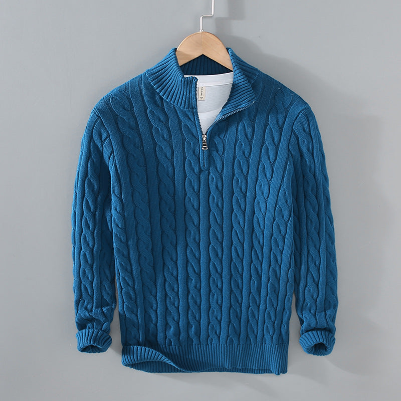 Baumwoll-Pullover mit halbem Reißverschluss