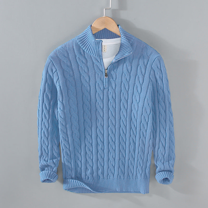 Baumwoll-Pullover mit halbem Reißverschluss