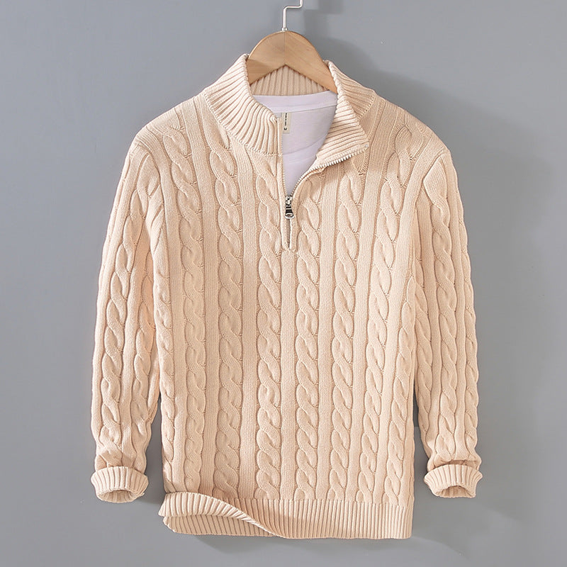 Baumwoll-Pullover mit halbem Reißverschluss