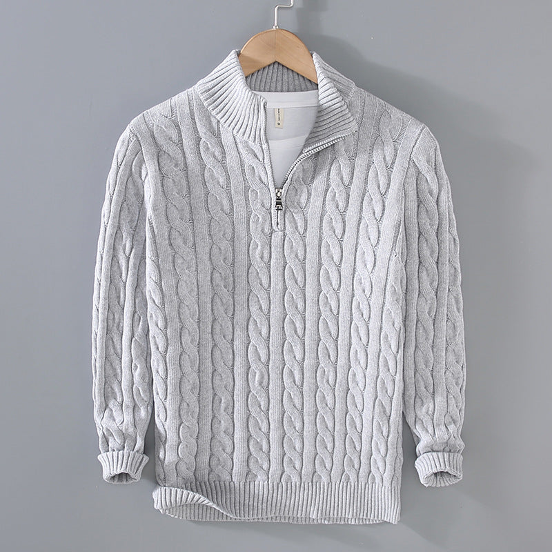 Baumwoll-Pullover mit halbem Reißverschluss
