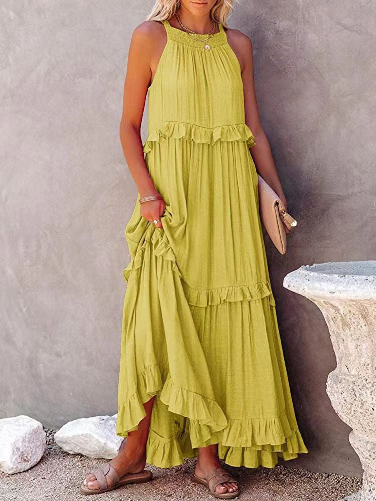 Damen Freizeitkleid aus Leinen-Mischgewebe