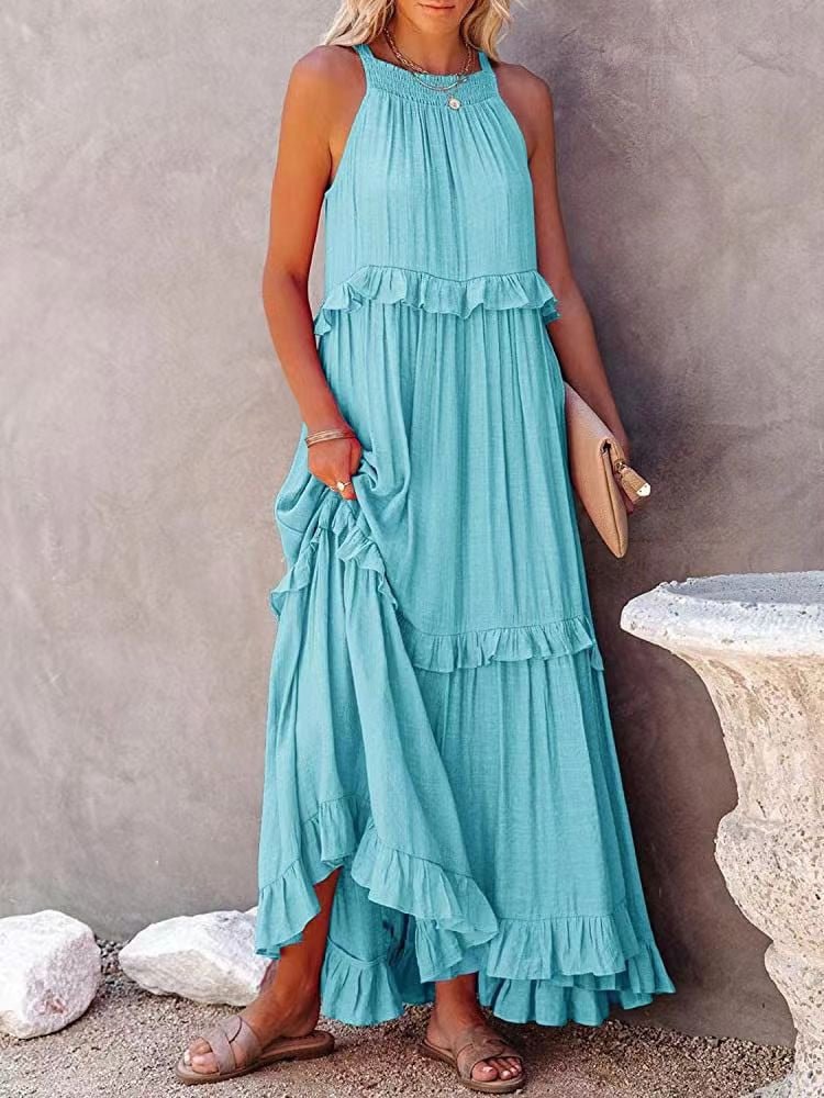 Damen Freizeitkleid aus Leinen-Mischgewebe