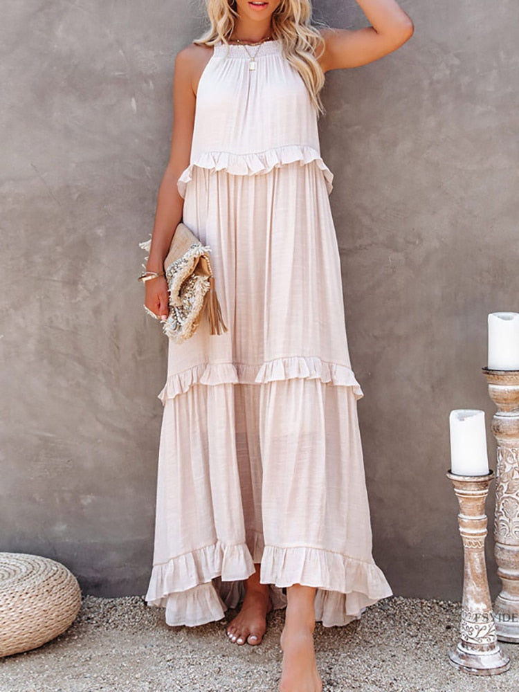 Damen Freizeitkleid aus Leinen-Mischgewebe