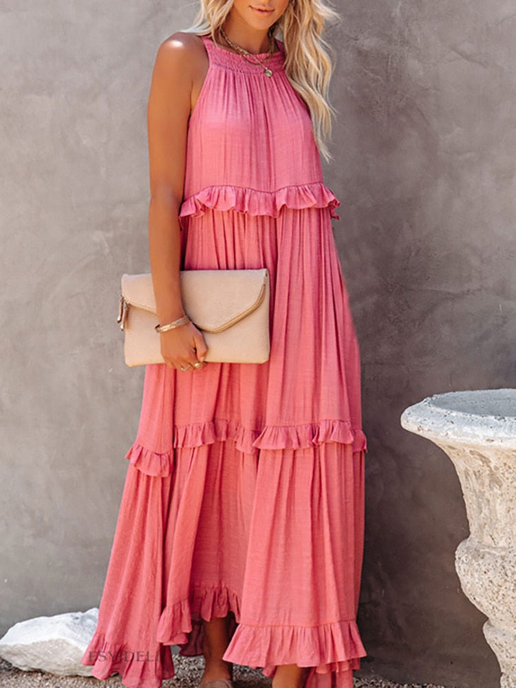 Damen Freizeitkleid aus Leinen-Mischgewebe