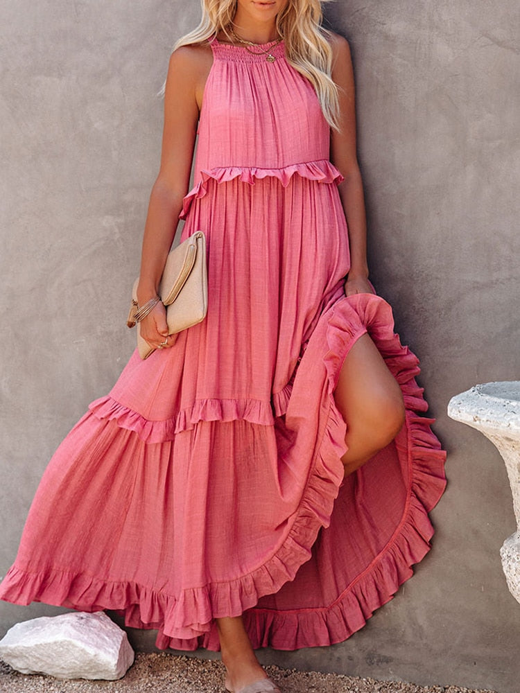 Damen Freizeitkleid aus Leinen-Mischgewebe
