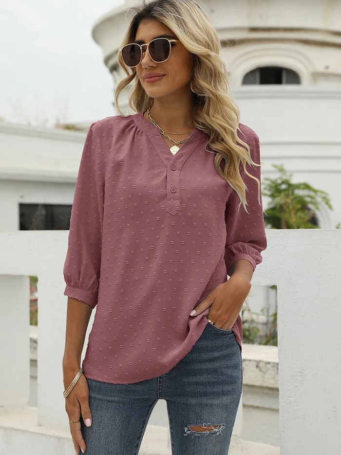 Damen Bluse mit Kragen im Patchwork-Stil