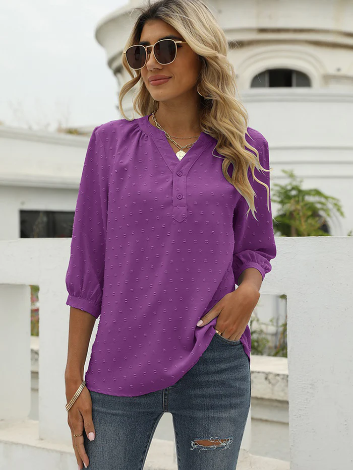 Damen Bluse mit Kragen im Patchwork-Stil
