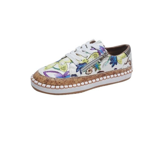 Schnürschuhe aus Canvas mit floralem Muster