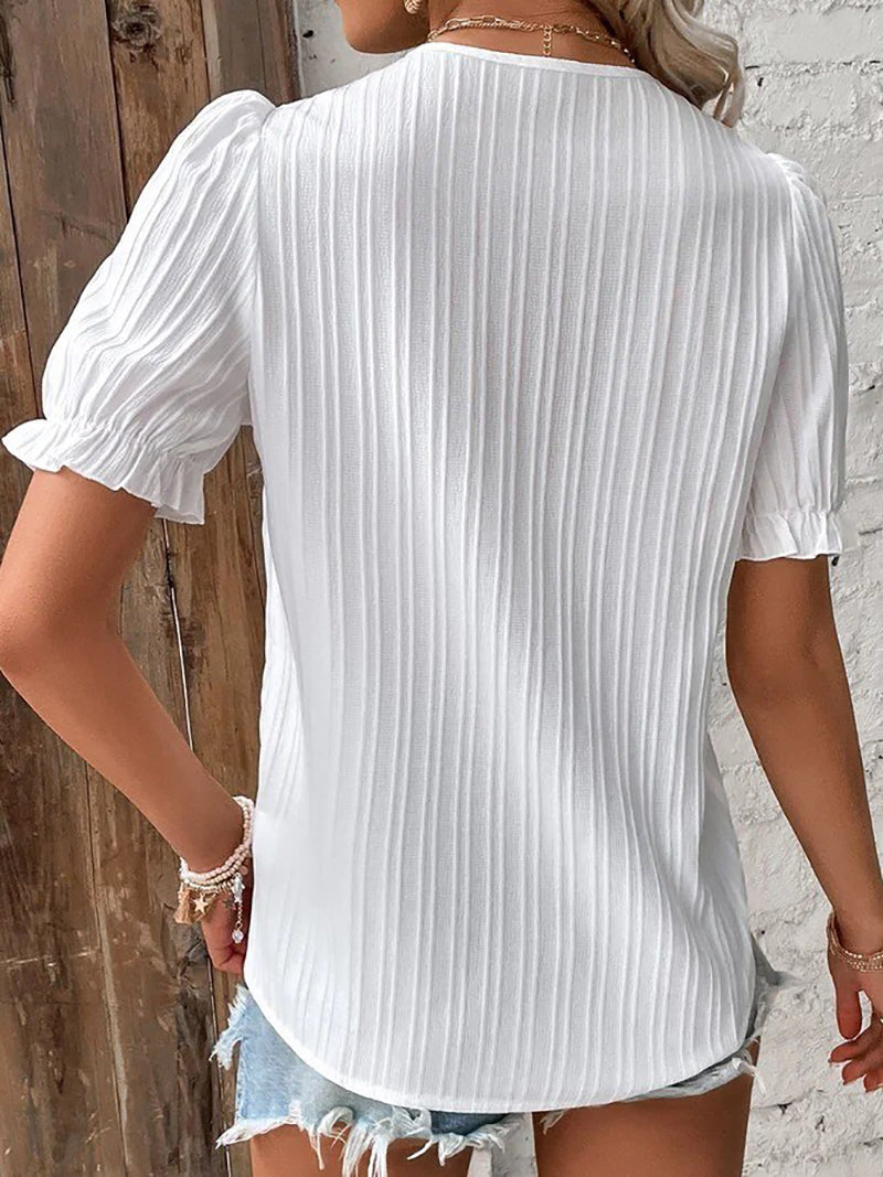 Damen Bluse mit V-Ausschnitt und Spitze