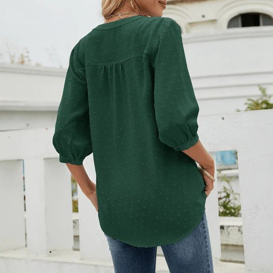 Damen Bluse mit Kragen im Patchwork-Stil