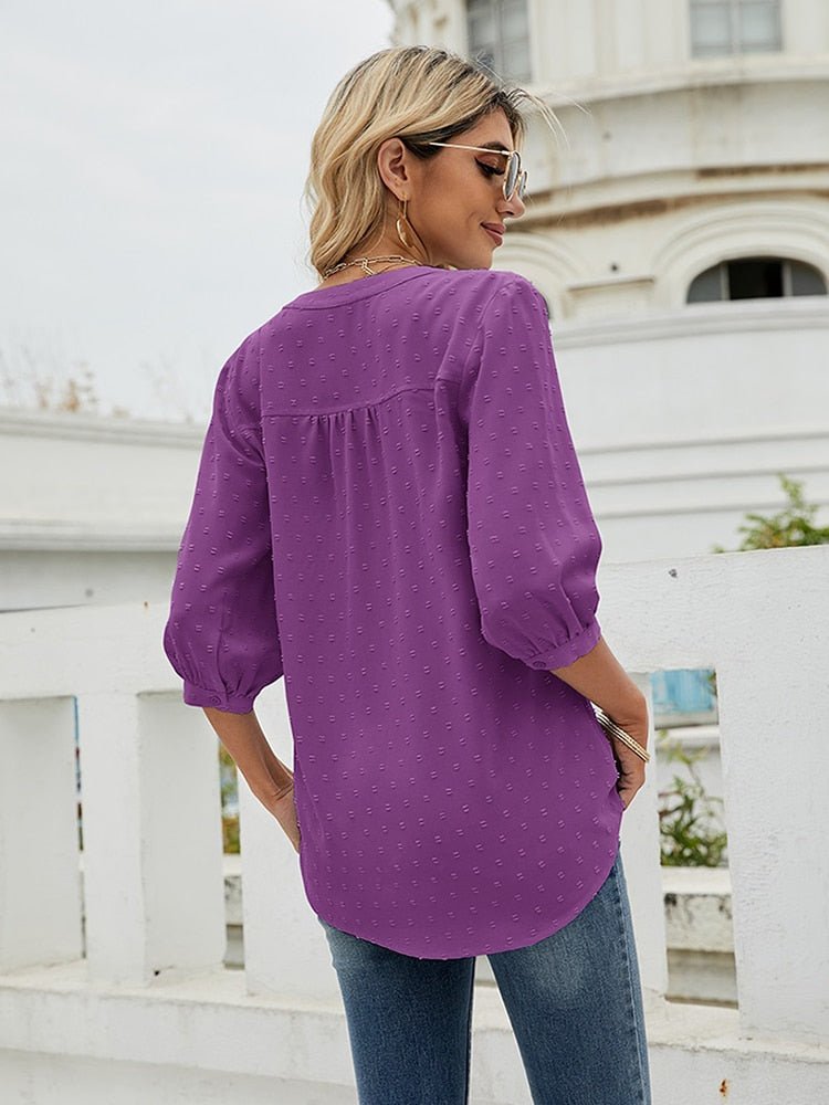 Damen Bluse mit Kragen im Patchwork-Stil