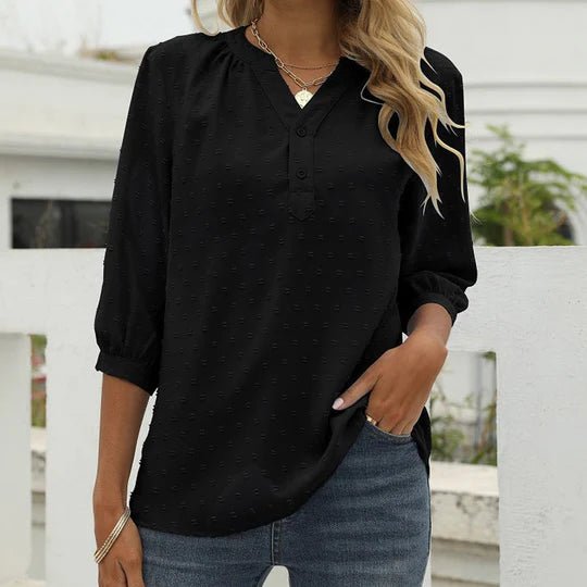 Damen Bluse mit Kragen im Patchwork-Stil