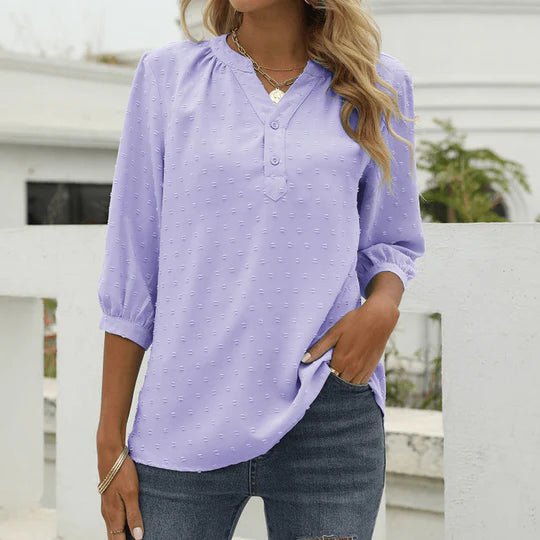 Damen Bluse mit Kragen im Patchwork-Stil