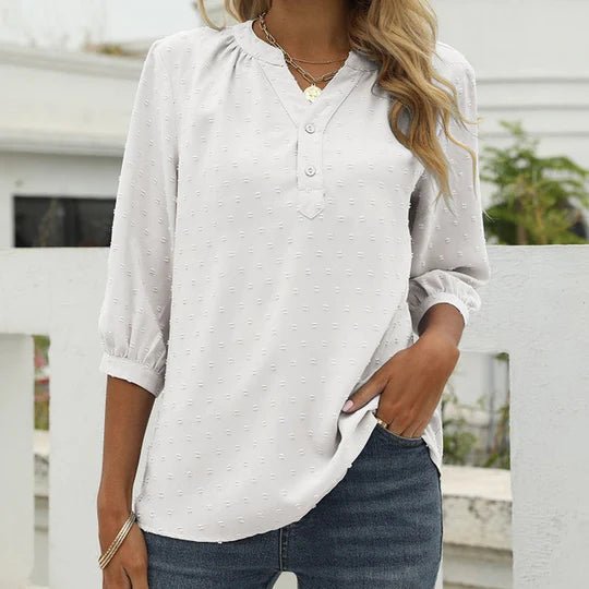 Damen Bluse mit Kragen im Patchwork-Stil