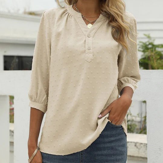 Damen Bluse mit Kragen im Patchwork-Stil